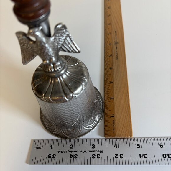 Freedom Eagle Hand Bell Patriotic Metal and Wooden Handle 1970s Vintage 10.5" - Picture 7 of 8